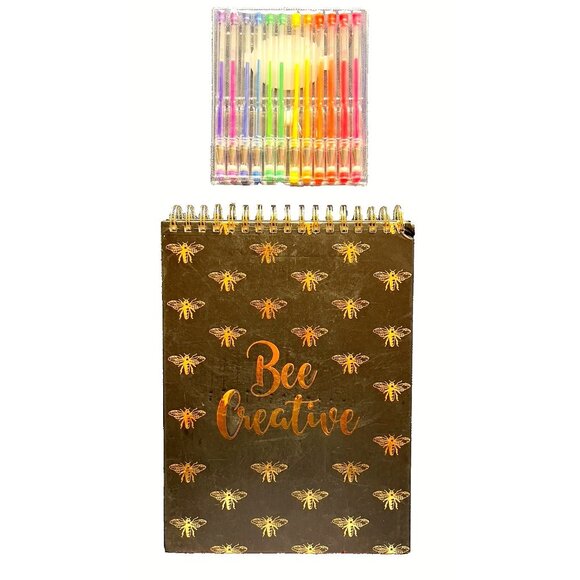 Bee Creative 9 X 12 Sketchbook Set 12 Gel Pens & Fun Stickers Artist Gift Crafts - Picture 1 of 11